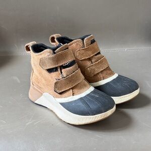 Sorel Kids Tan Waterproof Velcro Boots